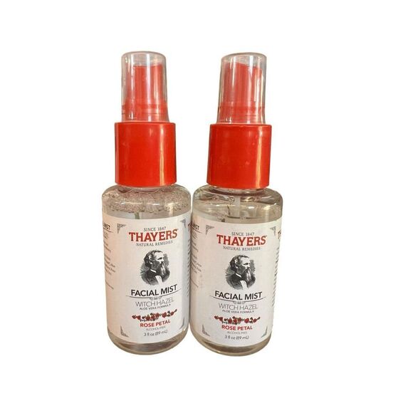 2 Thayers Facial Mist Witch Hazel Aloe Vera Rose Petal Alcohol Free 3oz - New - Picture 1 of 2